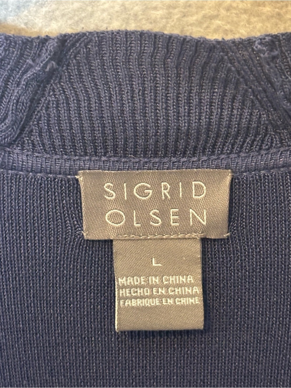 Sigrid Olsen Open-Front Ruffle Silk Blend Cardigan-Navy Blue-Women Size Large - Picture 2 of 3